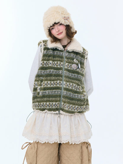 Fleece Fair Island Fur Collar Vest Jacket【s0000015273】