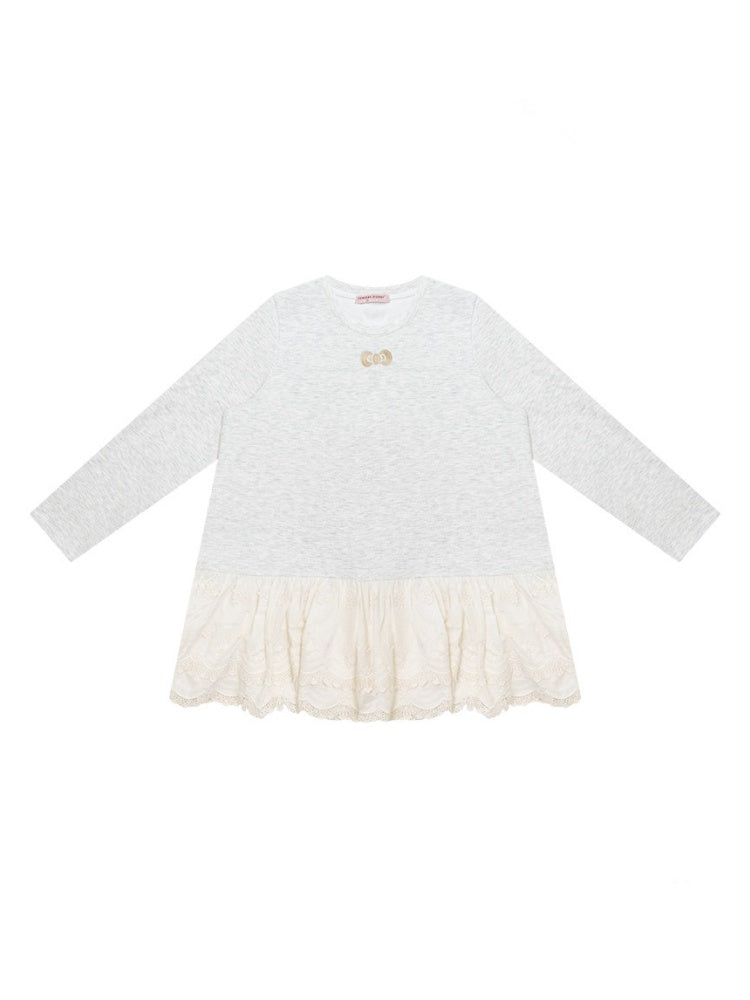 Lace Hem Knitted Base Layer Long Sleeve T-Shirt【s0000015274】