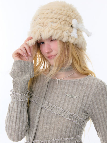 IrregularFungus Lace Hem Top Long Sleeve T-Shirt Knitted Base Shirt【s0000015278】