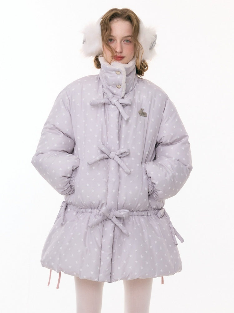 'Puff Star Heart Poem'' Star Polka Dot Bow Mid-length Cotton Jacket【s0000015280】