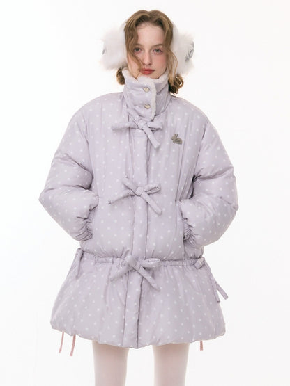 'Puff Star Heart Poem'' Star Polka Dot Bow Mid-length Cotton Jacket【s0000015280】
