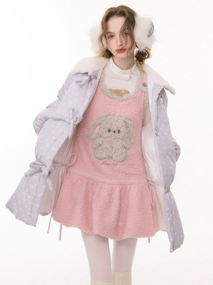 'Puff Star Heart Poem'' Star Polka Dot Bow Mid-length Cotton Jacket【s0000015280】
