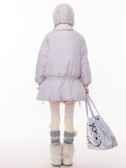 'Puff Star Heart Poem'' Star Polka Dot Bow Mid-length Cotton Jacket【s0000015280】