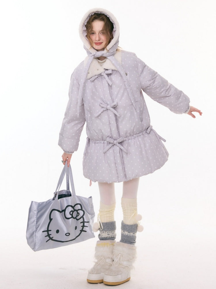 'Puff Star Heart Poem'' Star Polka Dot Bow Mid-length Cotton Jacket【s0000015280】