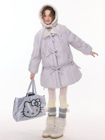 'Puff Star Heart Poem'' Star Polka Dot Bow Mid-length Cotton Jacket【s0000015280】