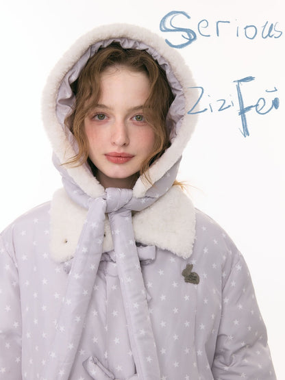 'Puff Star Heart Poem'' Star Polka Dot Bow Mid-length Cotton Jacket【s0000015280】