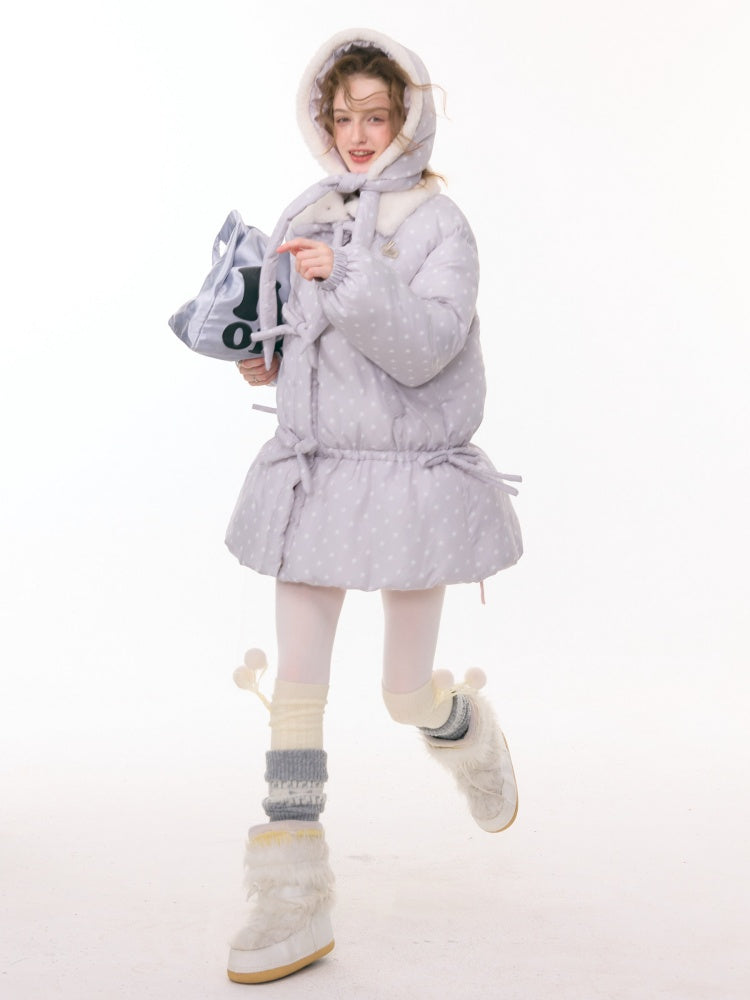 'Puff Star Heart Poem'' Star Polka Dot Bow Mid-length Cotton Jacket【s0000015280】