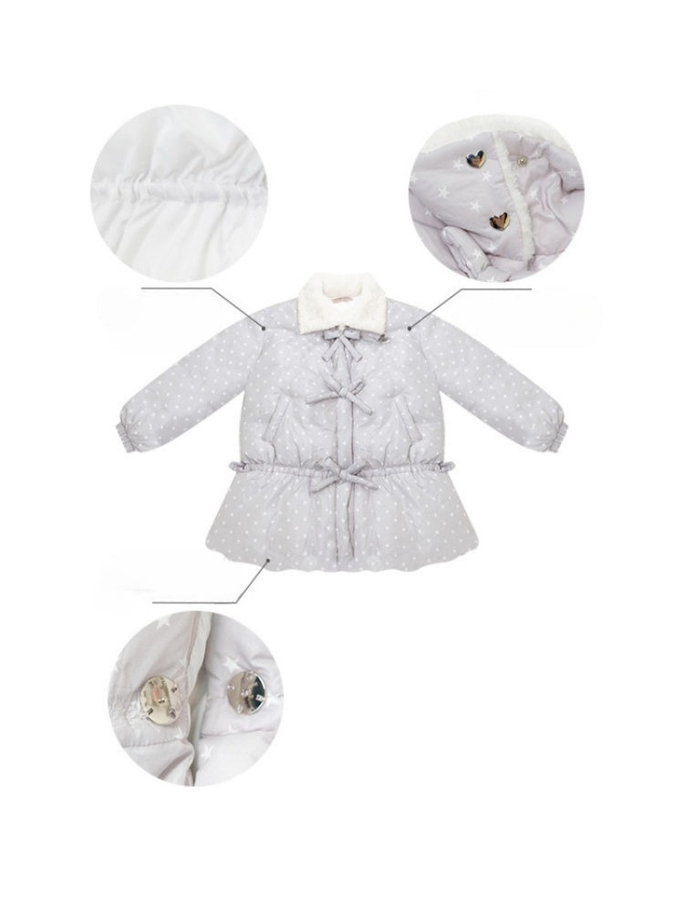 'Puff Star Heart Poem'' Star Polka Dot Bow Mid-length Cotton Jacket【s0000015280】