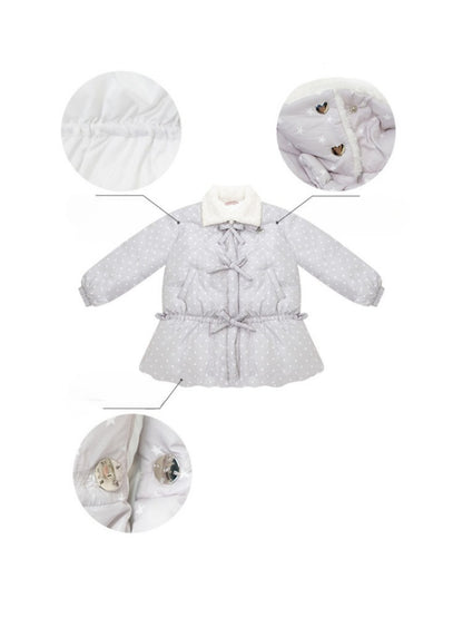 'Puff Star Heart Poem'' Star Polka Dot Bow Mid-length Cotton Jacket【s0000015280】