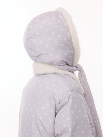 'Puff Star Heart Poem'' Star Polka Dot Bow Mid-length Cotton Jacket【s0000015280】