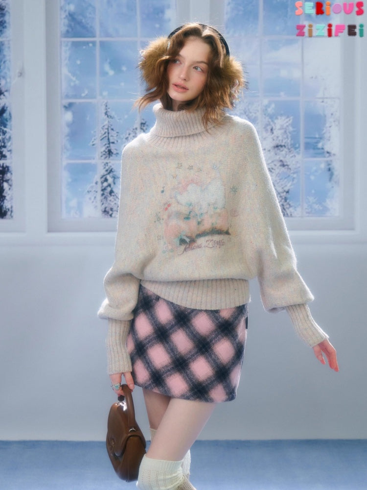 A-Line Plaid High Waist Slimming Half-Length Short Skirt【s0000015281】