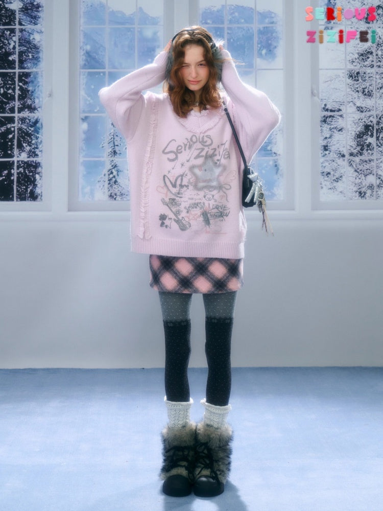 A-Line Plaid High Waist Slimming Half-Length Short Skirt【s0000015281】
