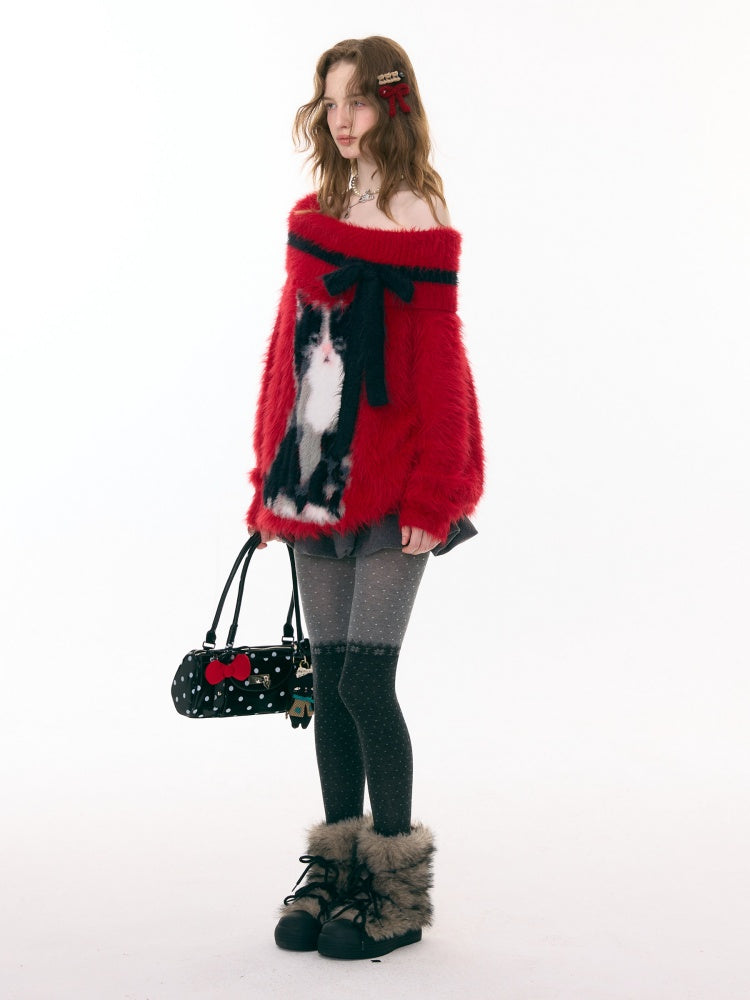 ''Leave My Arrogance Away''Cat Pattern Battle Robe Sweater【s0000015282】