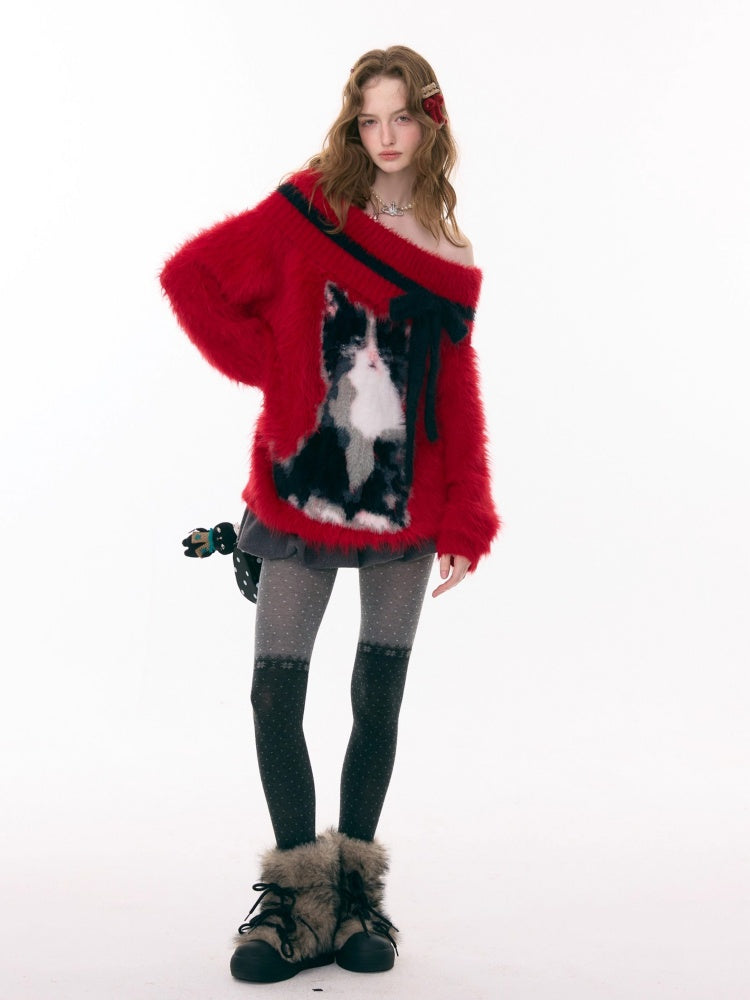 ''Leave My Arrogance Away''Cat Pattern Battle Robe Sweater【s0000015282】