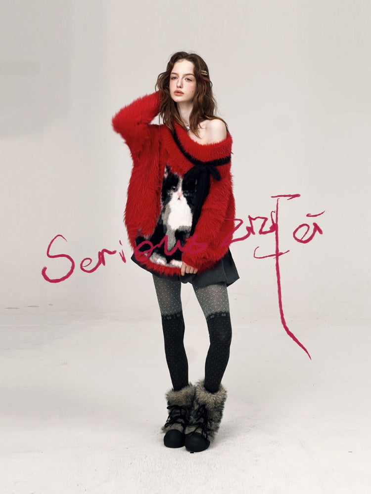 ''Leave My Arrogance Away''Cat Pattern Battle Robe Sweater【s0000015282】