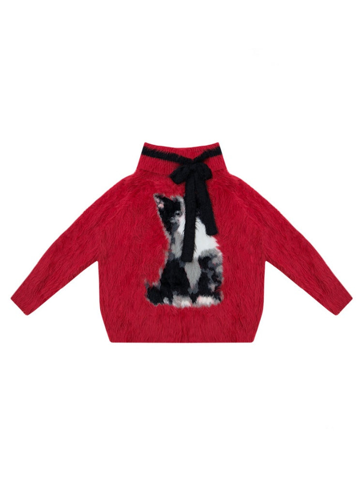 ''Leave My Arrogance Away''Cat Pattern Battle Robe Sweater【s0000015282】