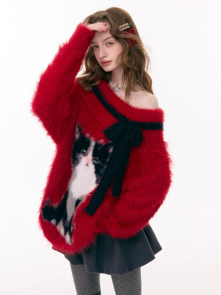 ''Leave My Arrogance Away''Cat Pattern Battle Robe Sweater【s0000015282】