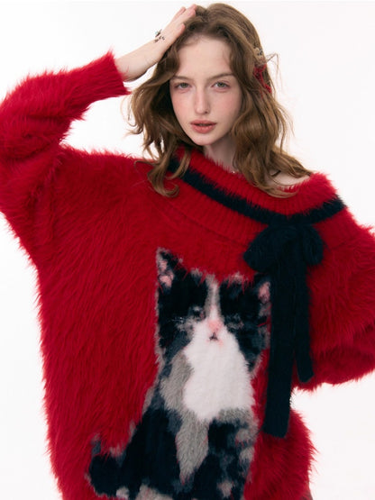 ''Leave My Arrogance Away''Cat Pattern Battle Robe Sweater【s0000015282】