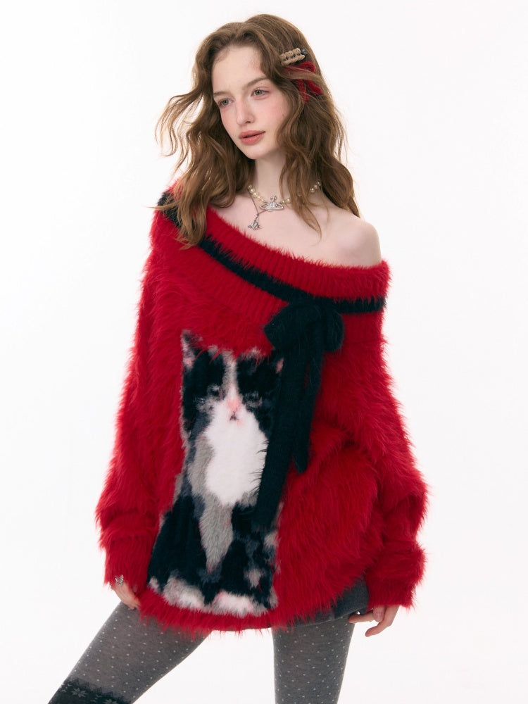 ''Leave My Arrogance Away''Cat Pattern Battle Robe Sweater【s0000015282】
