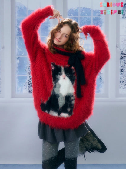 ''Leave My Arrogance Away''Cat Pattern Battle Robe Sweater【s0000015282】
