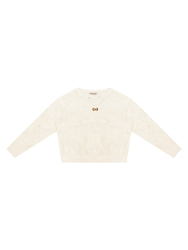 Small Bow Tie Warm  Soft Plush Thick Lazy Chain Loose Sweater【s0000015286】