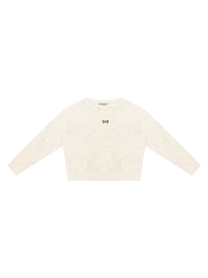 Small Bow Tie Warm  Soft Plush Thick Lazy Chain Loose Sweater【s0000015286】