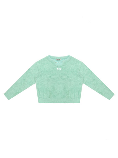 Small Bow Tie Warm  Soft Plush Thick Lazy Chain Loose Sweater【s0000015286】