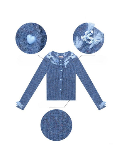 Fog Port Fleece Pit Striped Tassel Bow Sweater Cardigan Jacket【s0000015288】