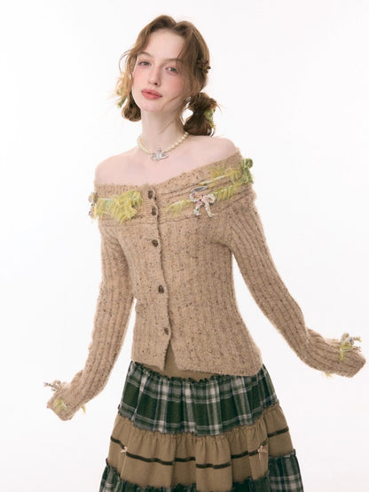 Fog Port Fleece Pit Striped Tassel Bow Sweater Cardigan Jacket【s0000015288】