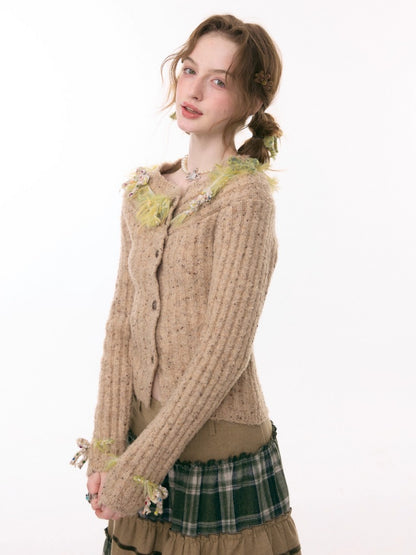 Fog Port Fleece Pit Striped Tassel Bow Sweater Cardigan Jacket【s0000015288】