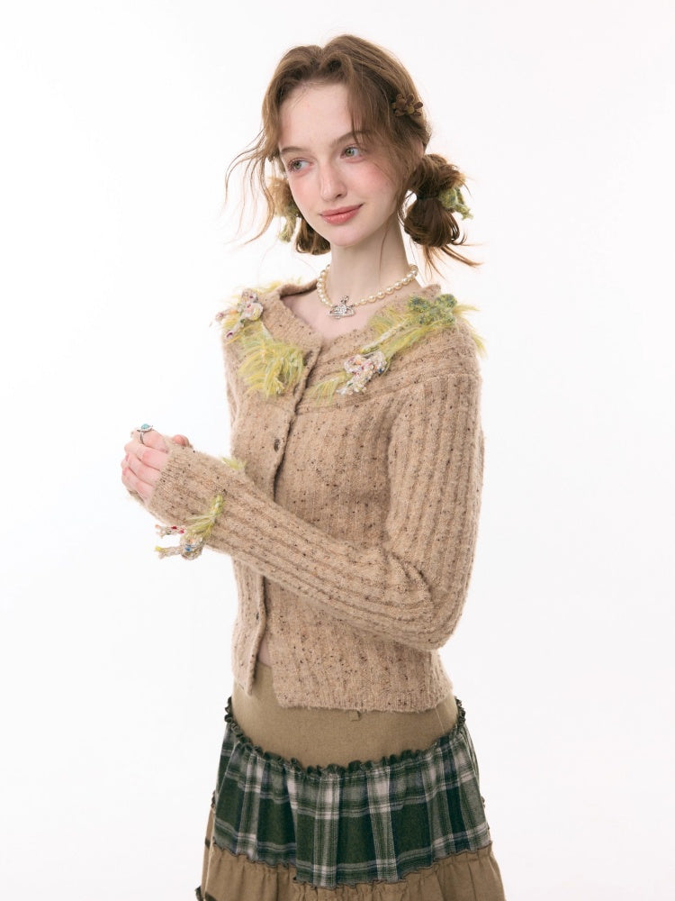 Fog Port Fleece Pit Striped Tassel Bow Sweater Cardigan Jacket【s0000015288】