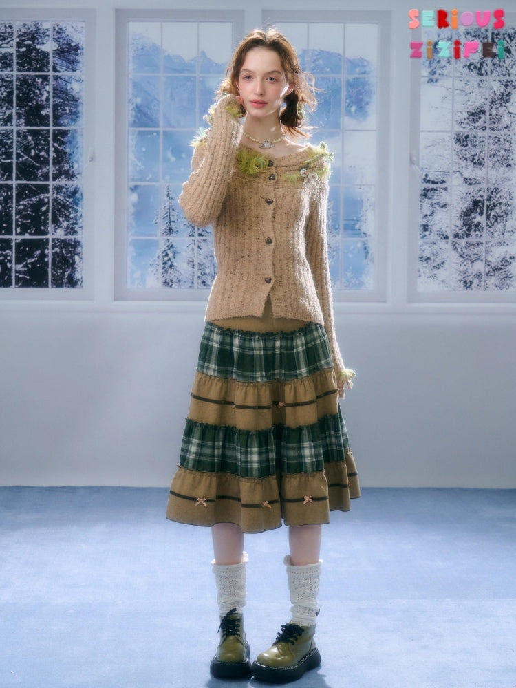 Fog Port Fleece Pit Striped Tassel Bow Sweater Cardigan Jacket【s0000015288】