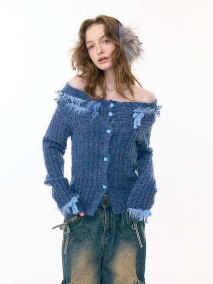 Fog Port Fleece Pit Striped Tassel Bow Sweater Cardigan Jacket【s0000015288】