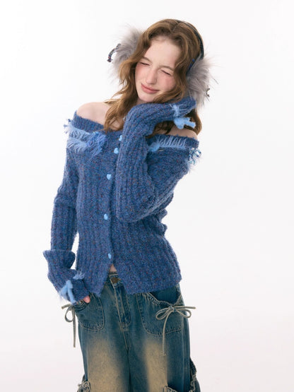 Fog Port Fleece Pit Striped Tassel Bow Sweater Cardigan Jacket【s0000015288】
