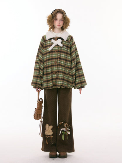 Soft Velvet Rabbit  Bow High-Waisted Slim Polka Dot Casual Trousers【s0000015290】