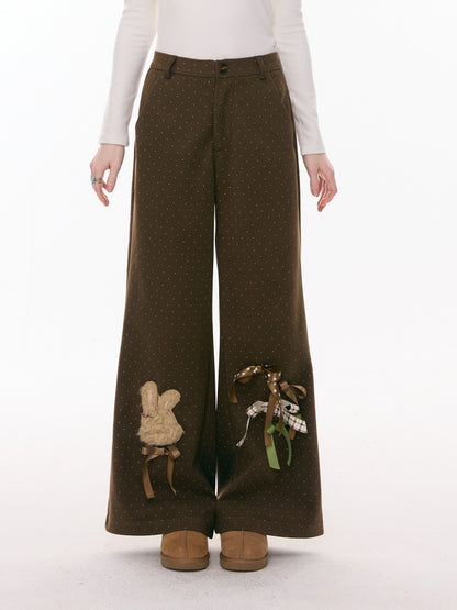 Soft Velvet Rabbit  Bow High-Waisted Slim Polka Dot Casual Trousers【s0000015290】