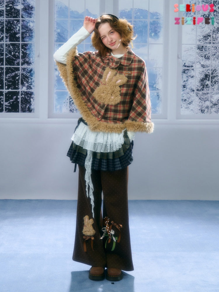 Soft Velvet Rabbit  Bow High-Waisted Slim Polka Dot Casual Trousers【s0000015290】