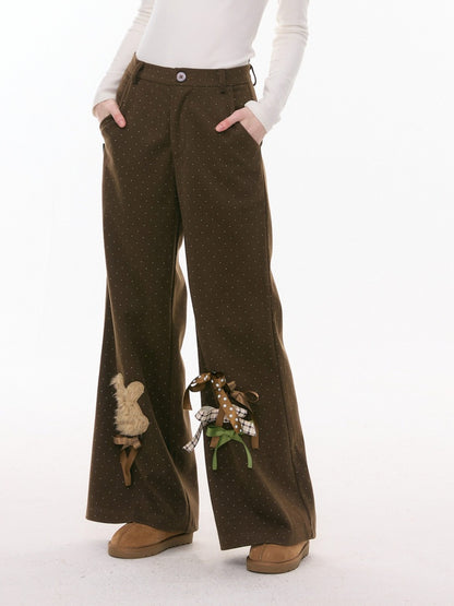 Soft Velvet Rabbit  Bow High-Waisted Slim Polka Dot Casual Trousers【s0000015290】