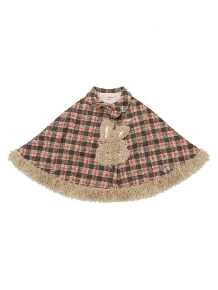 Fairy Tale Adventure Rabbit Plaid Plush Cloak Shawl Jacket【s0000015292】