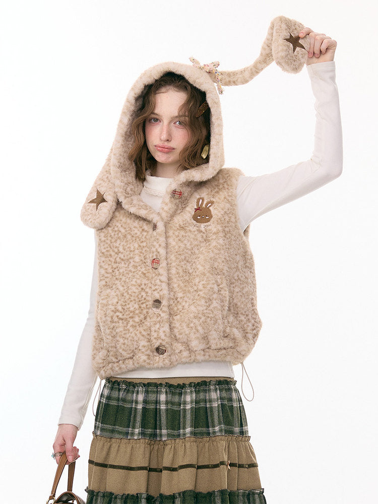 Rabbit Ears Hooded Shoulder Vest Jacket【s0000015294】