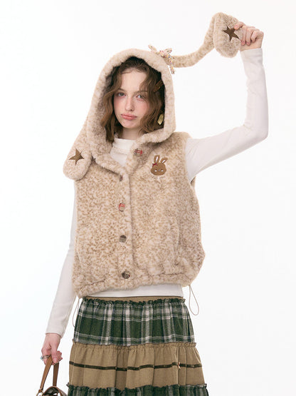 Rabbit Ears Hooded Shoulder Vest Jacket【s0000015294】