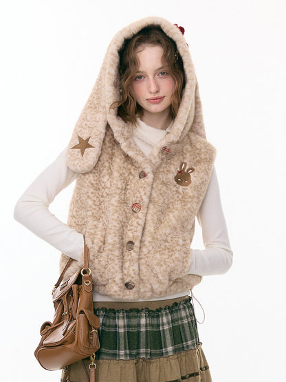 Rabbit Ears Hooded Shoulder Vest Jacket【s0000015294】