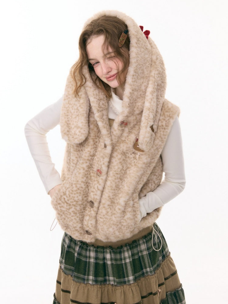 Rabbit Ears Hooded Shoulder Vest Jacket【s0000015294】