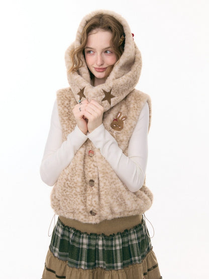 Rabbit Ears Hooded Shoulder Vest Jacket【s0000015294】