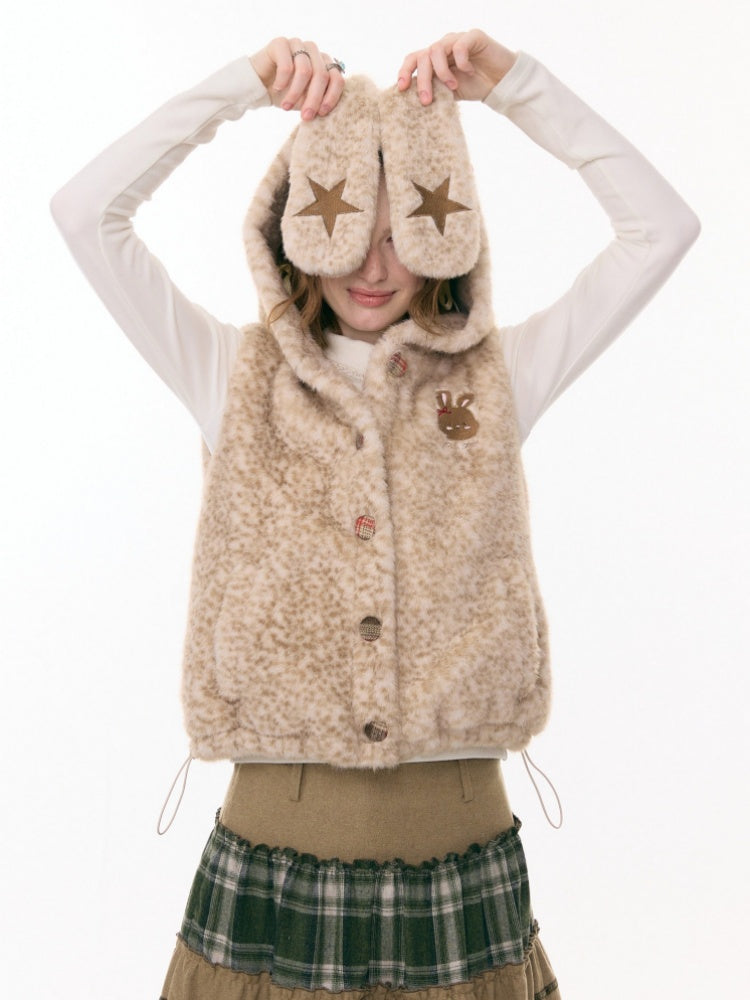 Rabbit Ears Hooded Shoulder Vest Jacket【s0000015294】