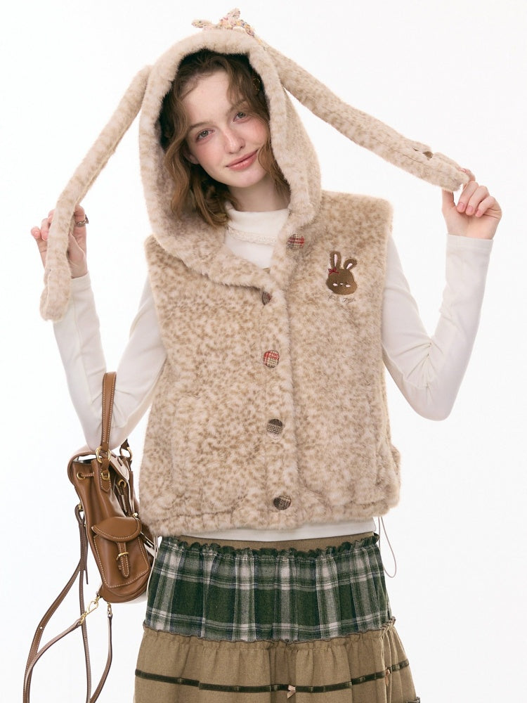 Rabbit Ears Hooded Shoulder Vest Jacket【s0000015294】