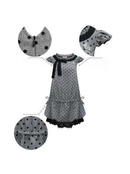 Polka Dot Flying Sleeves Layered With Pocket Hem Woolen Dress【s0000015300】