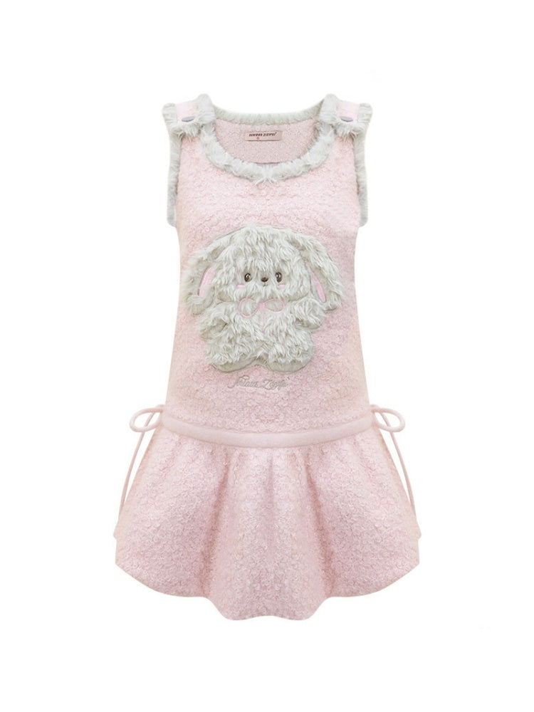 Plush Rabbit Pocket Hem Vest Dress【s0000015303】