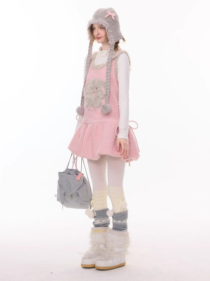 Plush Rabbit Pocket Hem Vest Dress【s0000015303】