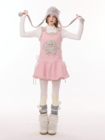 Plush Rabbit Pocket Hem Vest Dress【s0000015303】